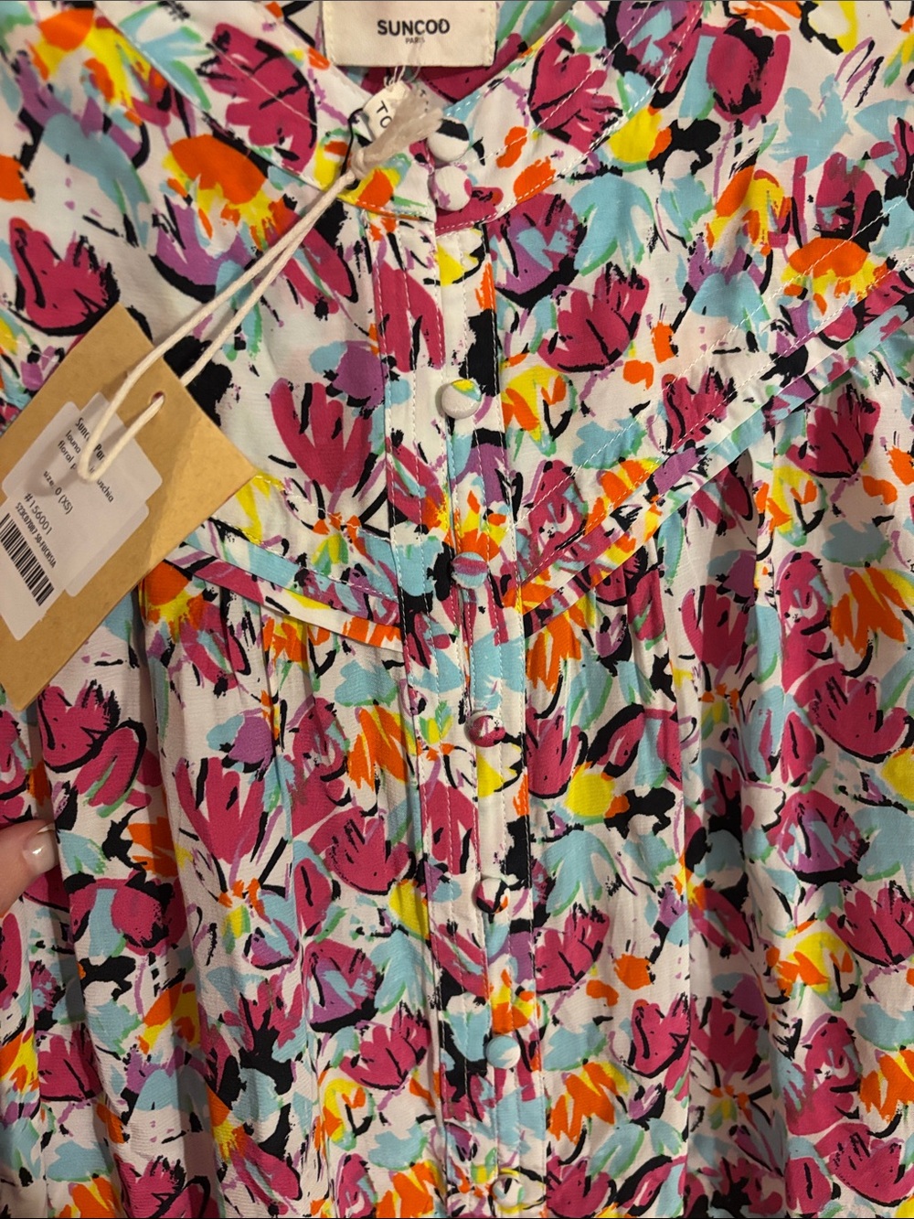 SUNCOO Multicolor Floral Button-Front Blouse - Picture 4 of 4